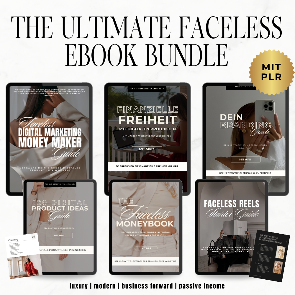 Faceless Digital Marketing ebook PLR Bundle auf deutsch